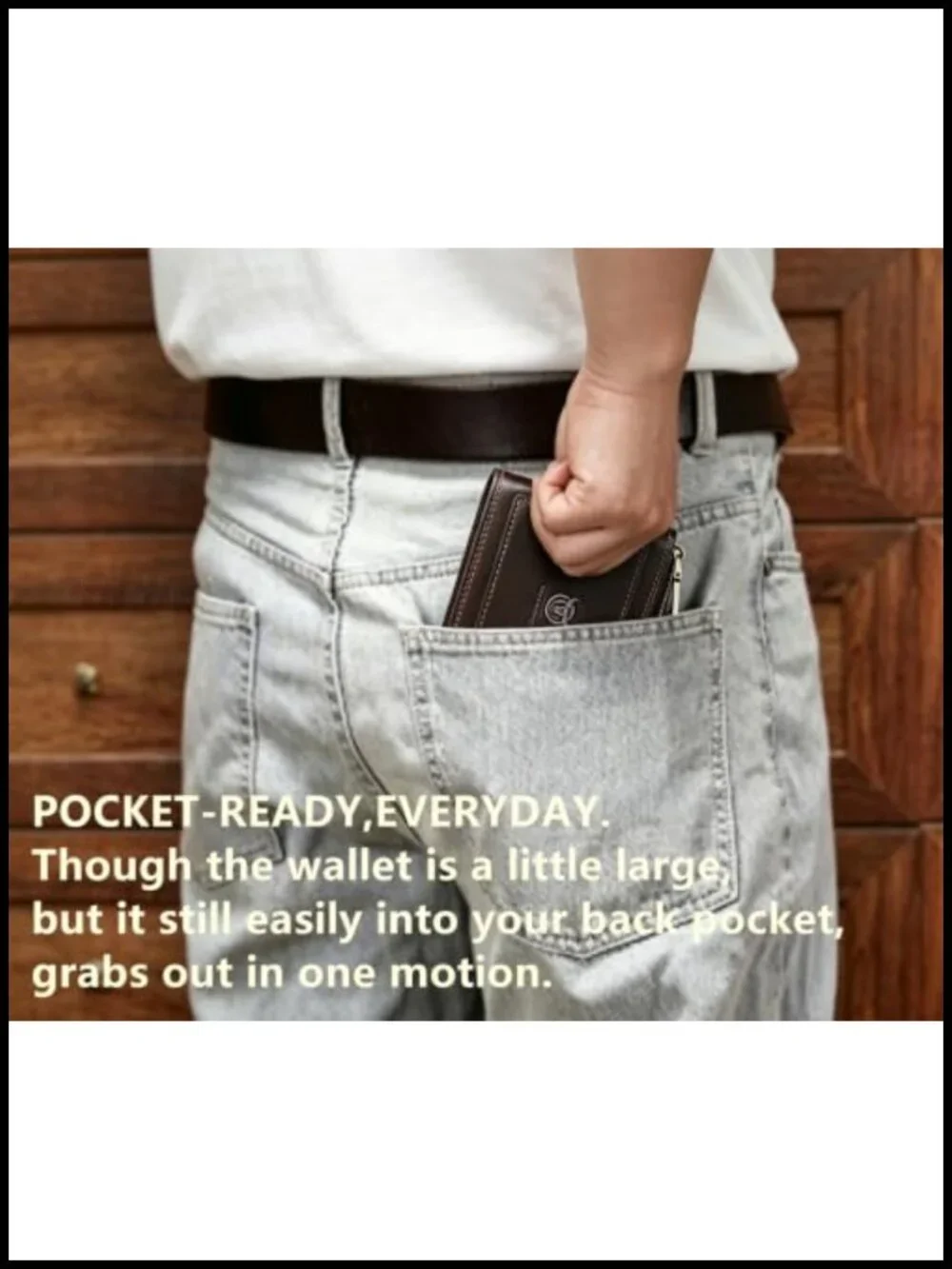 Genuine Leather RFID Blocking Zipper Bifold Wallet for Men with ID Window 14